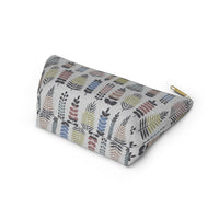 Stamped Leaves Accessory Pouch w T-bottom in Black
